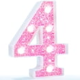 thumbnail image 1 of Luz LED Pooqla con 4 números, purpurina, color rosa, funciona con pilas, 1 of 6