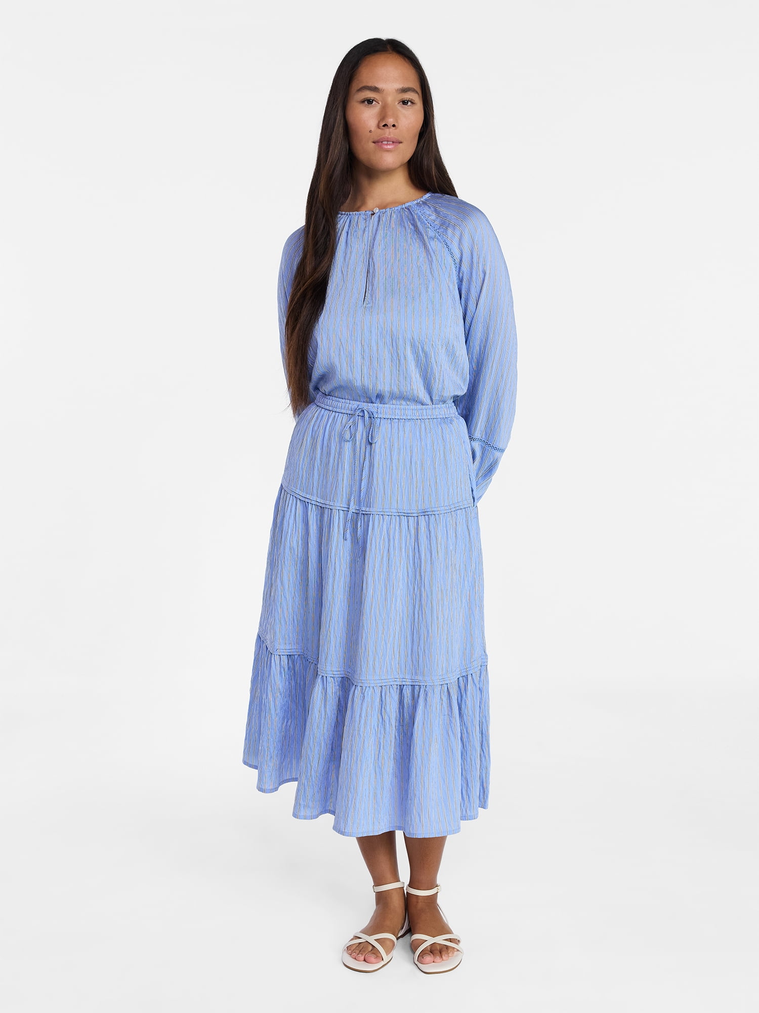 Time and Tru Women's Tiered Print Midi Skirt, Sizes XS -XXXL