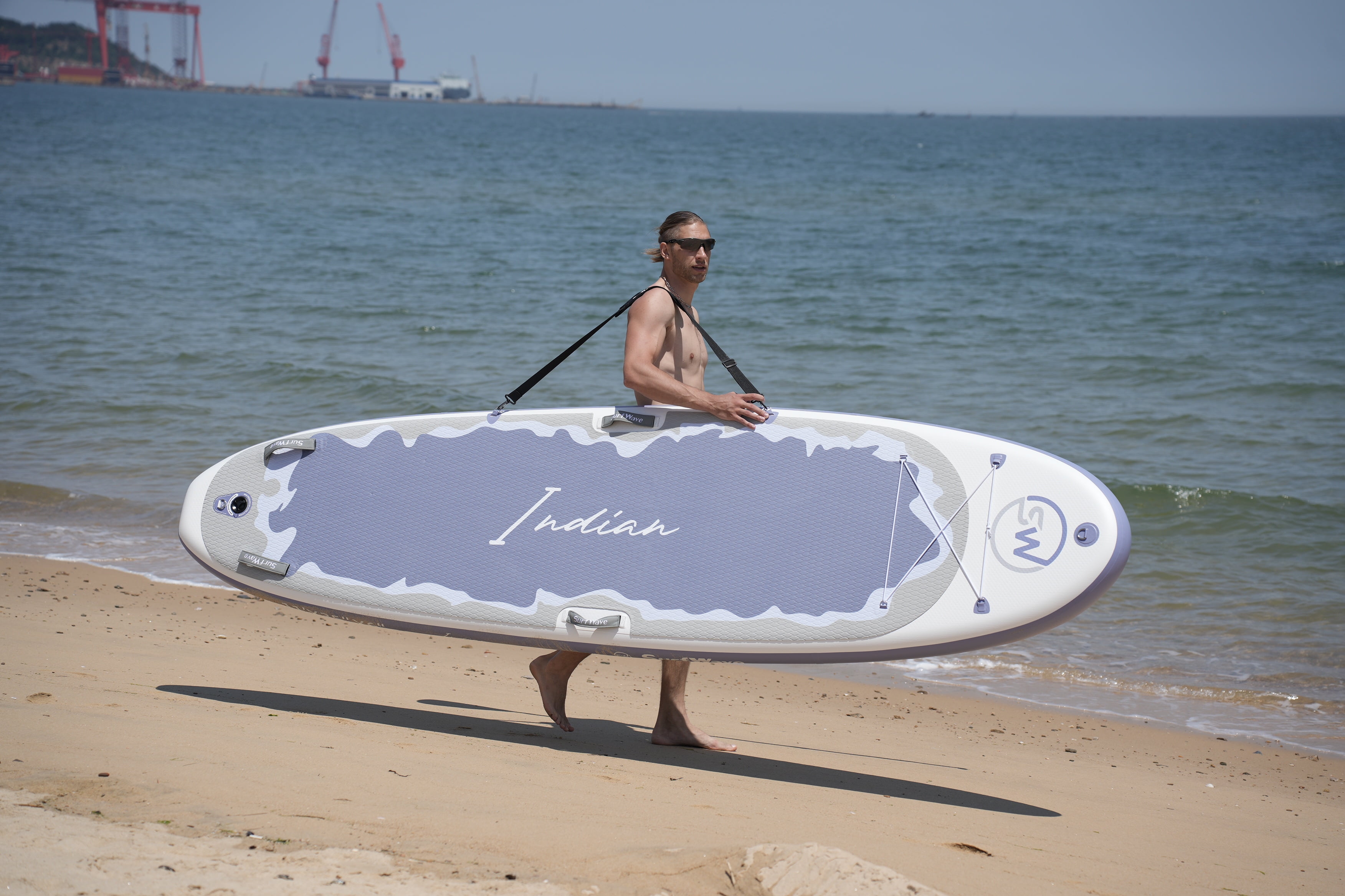 E-Western Inflatable Paddle Board 11'×34"×6" with Accessories - Portable, Stable, Ideal for Novice and Travel Adventures