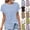 Light Blue, variant on Gnshining Side Split Blouse for Women Summer Short Sleeve Tees Shirts Loose Solid Color Pullovers Crew Neck Tunic Tops