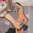 thumbnail image 2 of Gpaecead Women Clear Rhinestone Bow Mid Heel Mules One Strap Spring Summer Height Party Elegant Shoes,Black, 2 of 8
