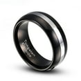 thumbnail image 3 of 8MM Black Tungsten Carbide Silver or Gold Striped Comfort Fit Ring Size 8-14 Half Size Available, 3 of 4