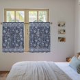 thumbnail image 3 of Navy Blue Floral Kitchen Curtain for Berdoom Living Room Cafe 45 Inch Length, Ethnic Tribe Abstract Art Flowers Tiers Curtains Light Filtering Drapes Rod Pocket Window Treatment 2 Panels 52"Wx45"L, 3 of 8