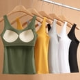 thumbnail image 6 of Womens Tank Tops Summer Round Neck Camisole Built In Bra Basic Wirefree Sleeveless Womens Camisole Green L, 6 of 6