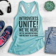 thumbnail image 2 of Introverts Unite Tank Top, Ladies Racerback Tank Top, We're Here Uncomfortable And We Want To Go Home Tank, Cancun, X-Small, 2 of 3