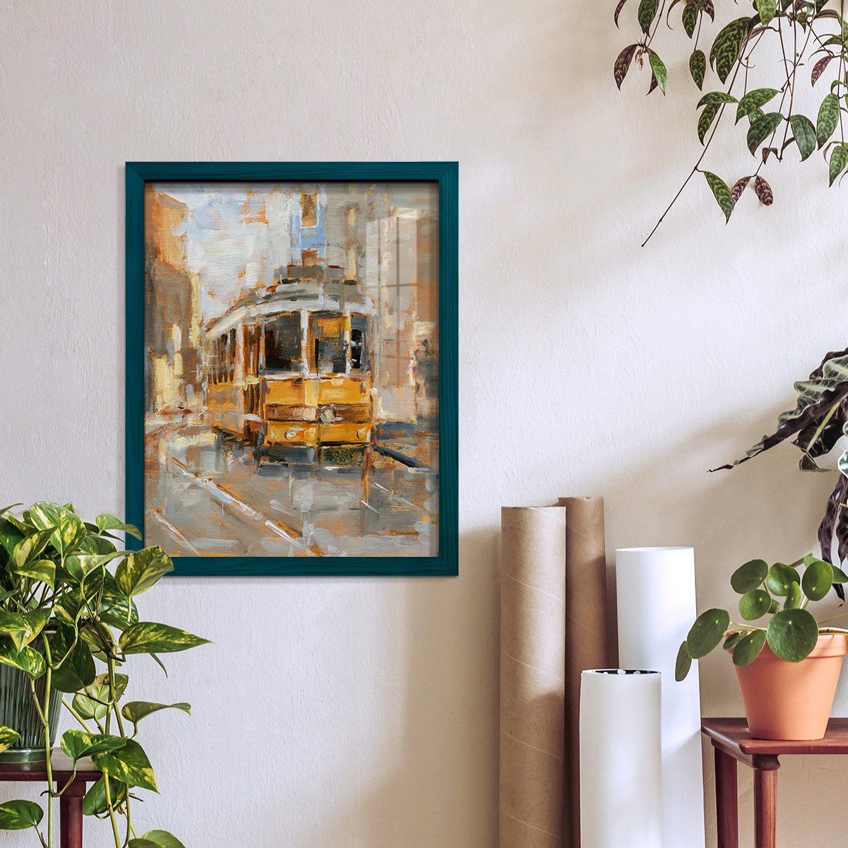 Day Trolley II - Framed Print w/glass - Ocean Blue