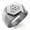Silver, variant on Stainless Steel Norse Valknut Viking Engraved Hexagon Crest Flat Top Biker Style Polished Ring