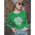 thumbnail image 2 of Tstars Womens Lace Clover Print for Gift for St Patricks Day Irish Shamrock St Patricks Day Beautiful Shirts Gift for Her Irish Shirt Pride Proud Irish Women Long Sleeve T Shirt, 2 of 5