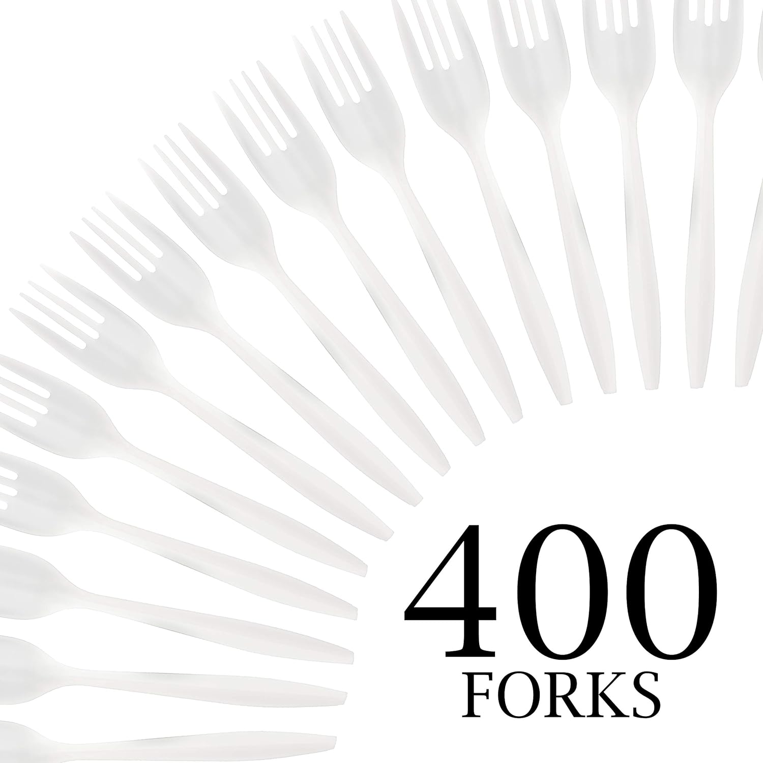 PLASTICPRO Disposable Plastic Forks, Mediumweight, 400 Pack photo 4