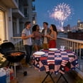 thumbnail image 6 of HCBY Patriotic Star Print Round Tablecloth, USA Flag Color Wrinkle Resistant Polyester Table Cover, Red White Blue Stain Proof 59 Inch Circular Table Topper, 4th July Memorial Day Kitchen, 6 of 6