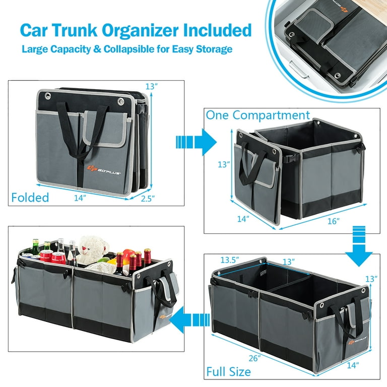 Goplus14 Cubic Feet Cargo Box Dual-sided Opening Rooftop Carrier w/Car  Trunk Organizer 