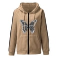 thumbnail image 4 of Puntoco Mujer Moda Casual Impreso Manga Larga Cremallera Blusa Con Capucha Tops Sweatershirt Puntoco Puntoco-513, 4 of 5