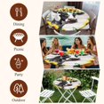 thumbnail image 7 of Farmhouse Cow Round Tablecloth, Fitted Table Cover with Elastic for 55"-60" Round Tables, Pastoral Sunflower Botanical Gray Wooden Table Cloth Outdoor Indoor Dinning Party Waterproof Tablecloths, 7 of 7