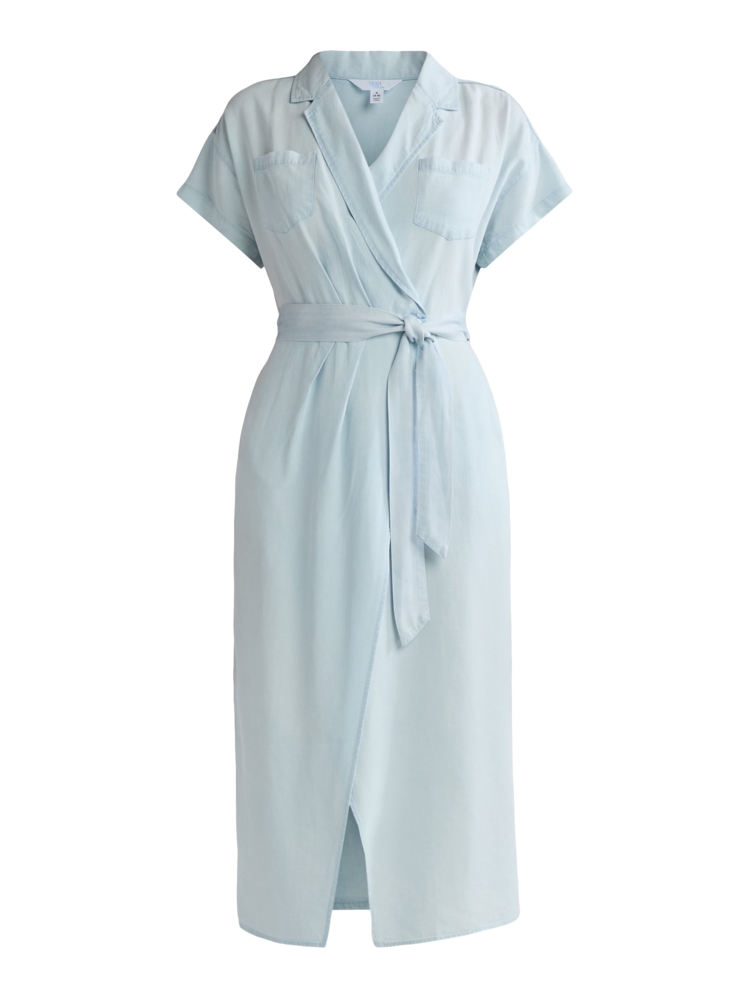 Time and Tru Women's and Women's Plus Wrap Shirt Dress, Sizes XS-4X