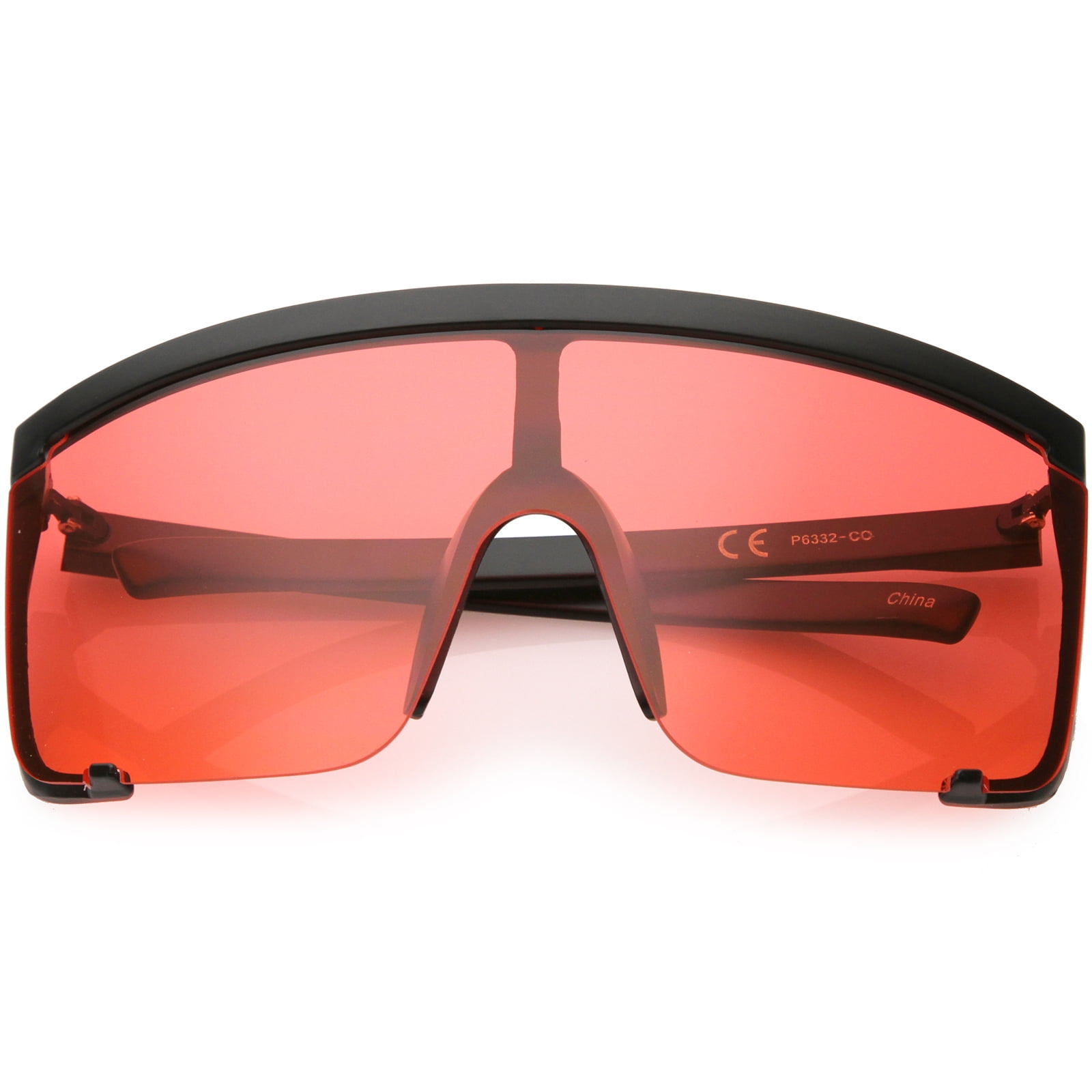 sunglass.la Oversize Semi Rimless Shield Sunglasses Color Tinted Mono