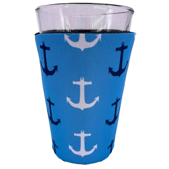 Nautical Anchor Pattern Pint Glass Coolie