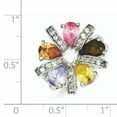 thumbnail image 2 of 925 Sterling Silver Multi Color Cubic Zirconia Cz Flower Ring Leaf, 2 of 6