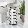 mDesign Metal Free Standing Toilet Paper Stand, Holds 3 Rolls - Black ...