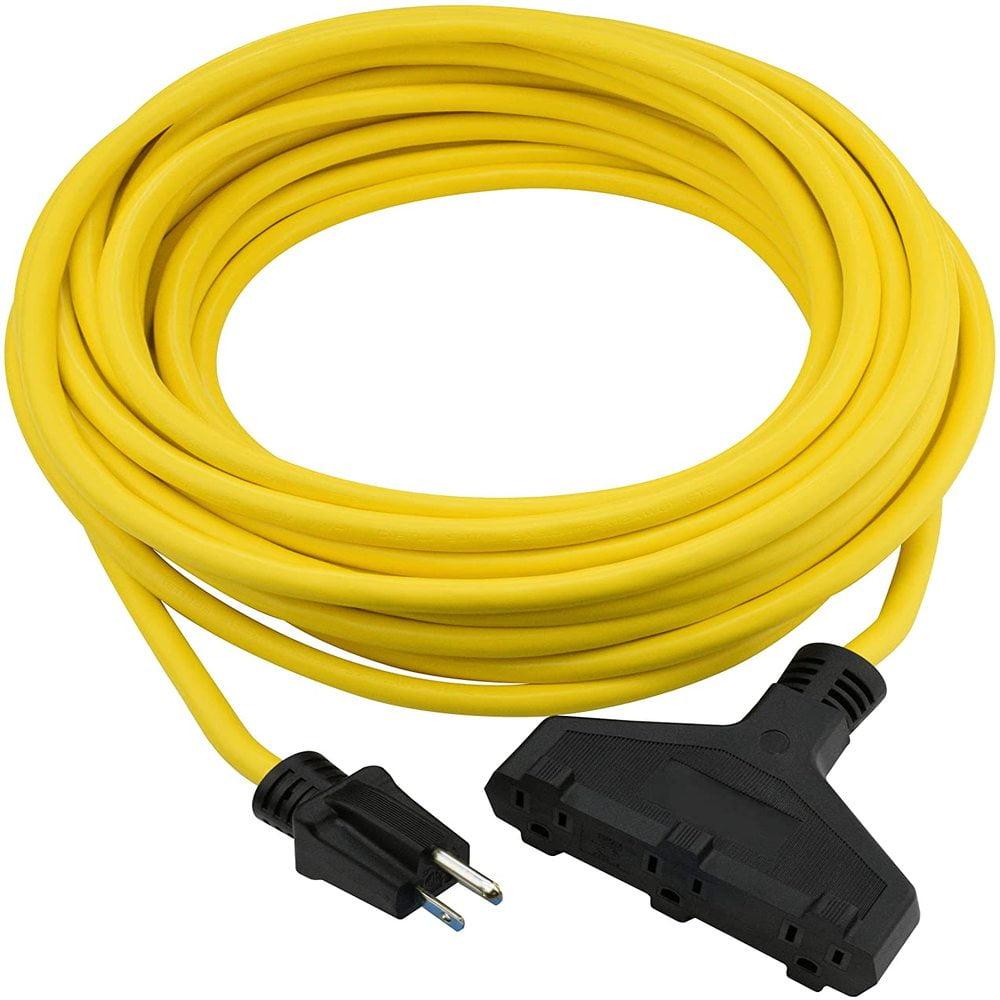 Clear Power 12/3 SJTW 50 ft 3Outlet Heavy Duty Extension Cord, Jobsite