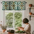 thumbnail image 5 of Abstract Orange Green White Flowers Window Valance Curtain Ethnic Floral Rod Pocket Short Curtain for Living Room, Bedroom & Kitchen Window Decor 42x12in, 5 of 8