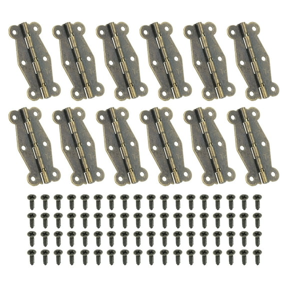 Uxcell Small Vintage Box Hinges 2 Inch, 12 Pack 180-Degree Butterfly Decorative Hinges Jewelry Box Hardware, Brown
