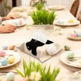 thumbnail image 4 of Easter Bunny Tissue Box Cover, Soft Velvet Rabbit Print Tissue Holder with Pom-Pom, Cute Spring Home Decor for Living Room & Dining Table, 4 of 6