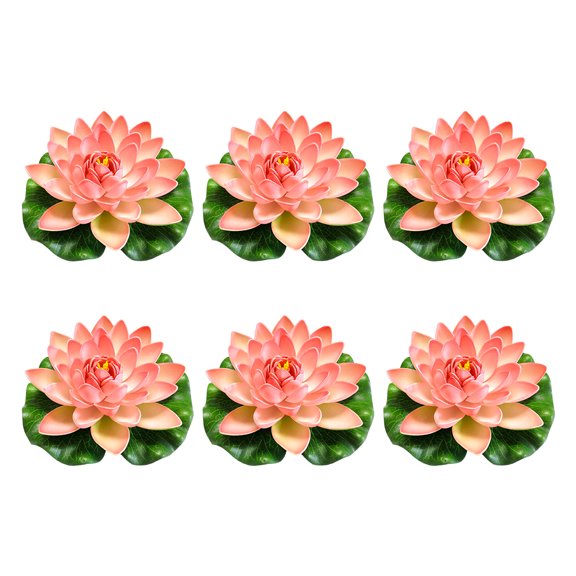 Loto artificial Wosthever 6x decoración de estanque hipoalergénico flor artificial de loto Rosa