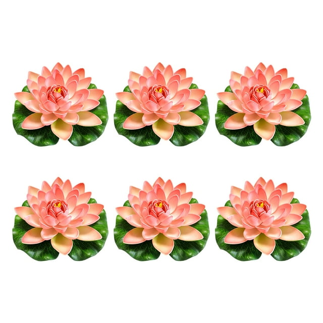 kurtrusly 6piece Pets Friendly Non-toxic Artificial Lotus For Hypoallergenic Pond Decor Wide Application Pink 1Set