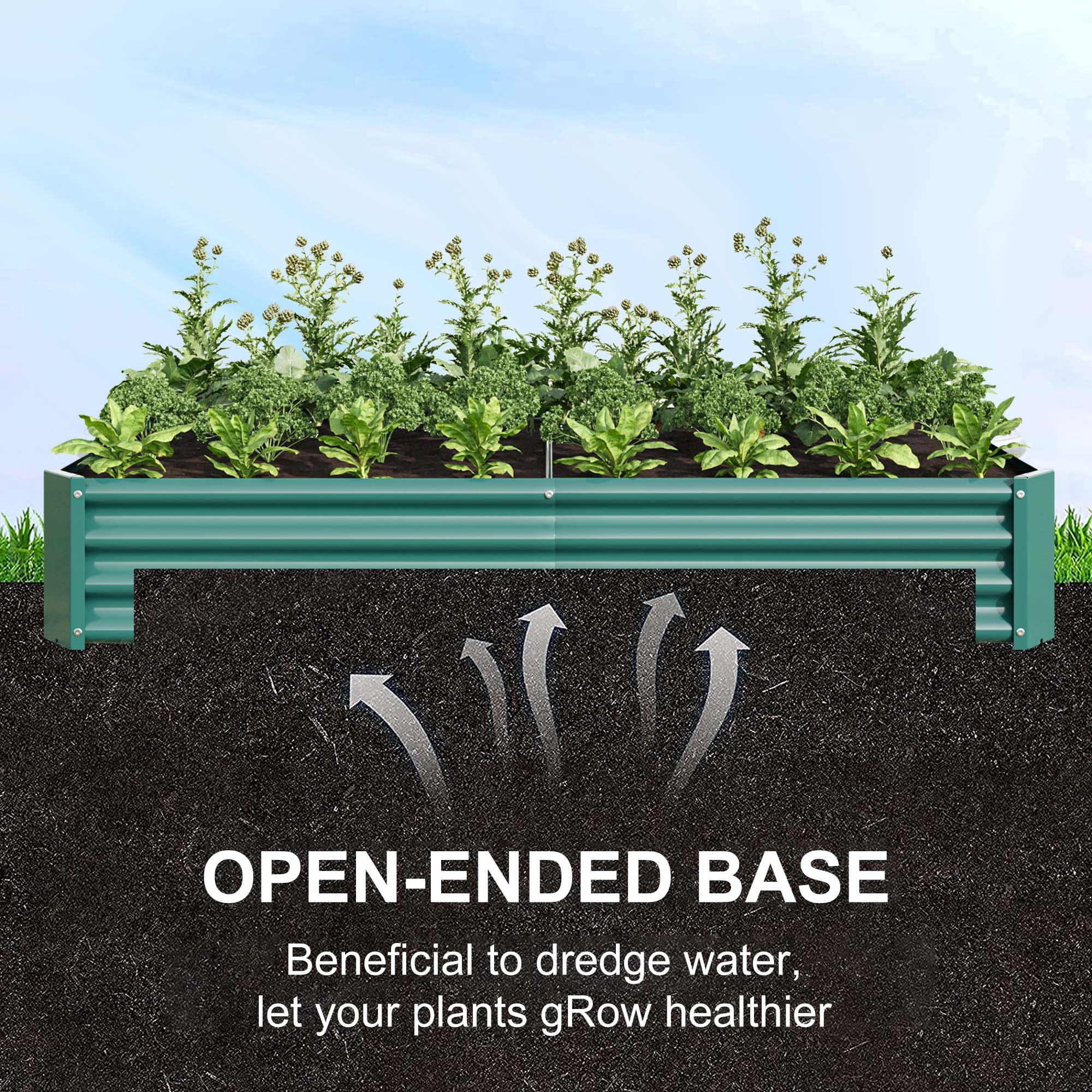 Aukfa Raised Garden Bed Outdoor, Large Heavy Metal Planter Box Steel Kit for Vegetables Flowers Herb, 6 ft x 3 ft, Green