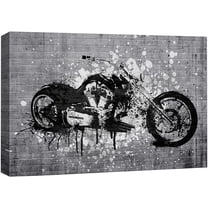 wall26 Canvas Print Wall Art Spray Paint Black & White Brick Wall Motorcycle Graffiti & Street Art Urban Illustrations Modern Art Bohemian for Living Room, Bedroom, Office - 32"x48"