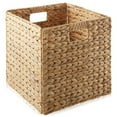 thumbnail image 3 of Casafield 12" x 12" Water Hyacinth Storage Baskets, Natural - Set of 6 Collapsible Cube Organizers, Woven Bins for Bathroom, Bedroom, Laundry, Pantry, Shelves, 3 of 7