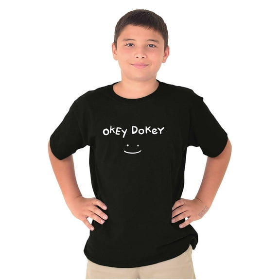 Funny Okey Dokey Happy Face Joke Crewneck T Shirts Boy Girl Teen Brisco Brands S