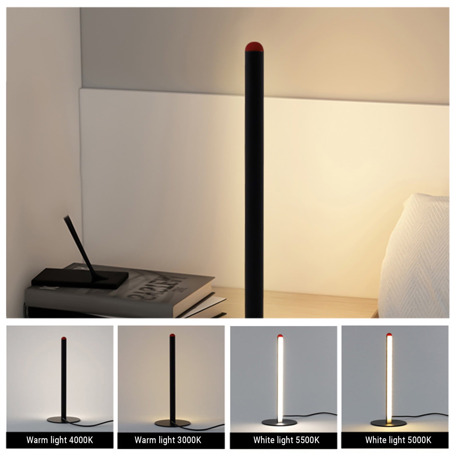 Specollect Clearance 5Pcs LED Corner Floor Lamp, 9.84in Minimalist Dimmable Sleek Light, Standing Tall Lamp for Living Room, Bedroom, Office, Warm White Light Atmosphere Lamp