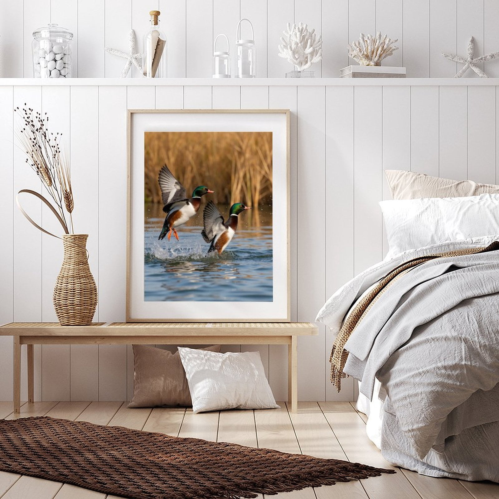 Diamond Art Kit for Adults, Ducks Splashing Flight Water Ripples Diamond Painting for Adults Beginners, DIY Diamond Art Painting Kits, 5D Diamond Painting Crafts for Home Decor 12x16 Frameless