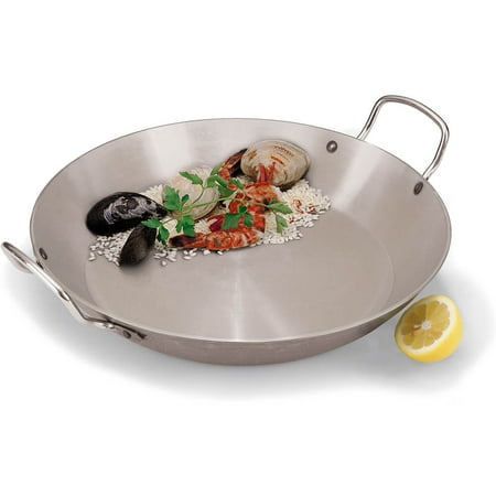 World Cuisine Stainless Steel Paella Pan - Paderno World Cuisine Carbon Steel Paella Pan, 19.62