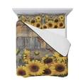 thumbnail image 7 of Sunflower King Size Down Alternative Comforter,Lightweight Comforter Quilt Bedding Set with Pillow Shams Spring Yellow Floral Rustic Butterfly Wood Grain Bed Comforter Duvet Insert 96"x106", 7 of 7
