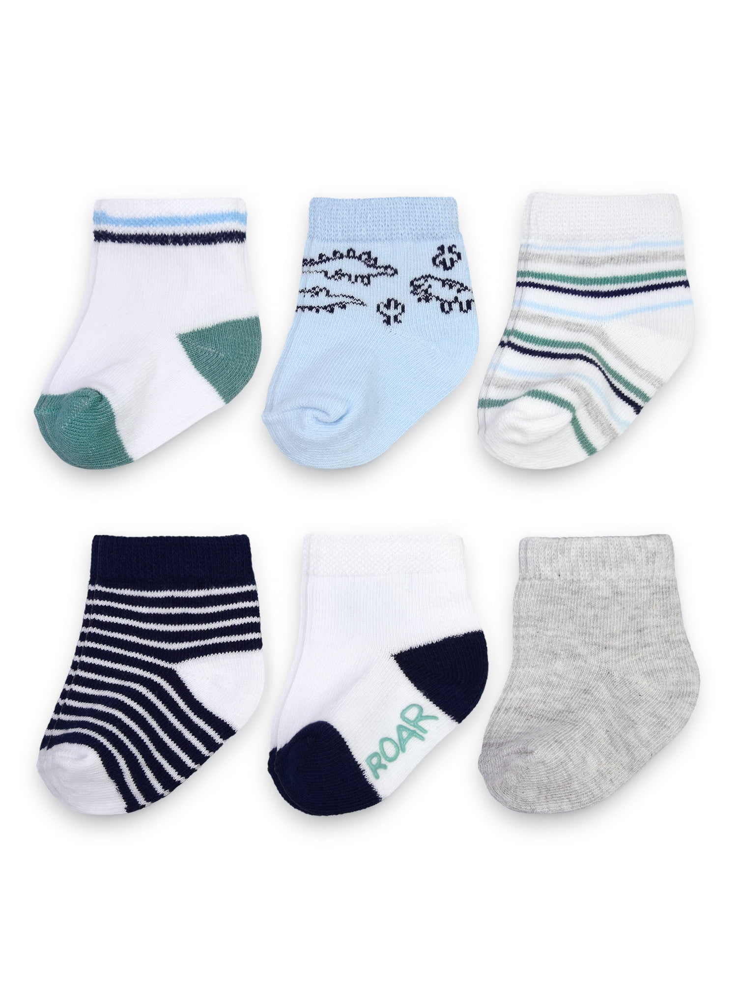 Carter's Child of Mine Infant Boys Dino Crew Socks, 6-Pack, 0-6M