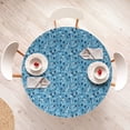 thumbnail image 4 of Ambesonne Floral Fitted Round Tablecloth, Shabby Plant Petals, 56"- 60" Diameter, Dark Blue White, 4 of 5