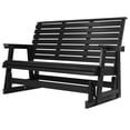 thumbnail image 6 of HIPS Patio Glider with Cup Holders, Durable Poly Lumber Material, All-Weather Resistant, High Backrest and Deep Contoured Seat, Ladder Back, Heavy Duty 900 LB, for Outdoor, Patio (Black, 3-Seat), 6 of 6