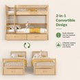 thumbnail image 4 of DTTRA Twin over Twin Convertible Bunk Bed with 2 Storage Drawers & Safety Handrails, Natural, 4 of 8