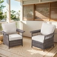thumbnail image 2 of PARKWELL Outdoor Wicker Cushioned Lounge Chair Set of 2, Outdoor Seating Set for Backyard, Poolside, Balcony, Indoor Use w/Seagull-Shaped Armrests,Beige, 2 of 9