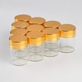 thumbnail image 6 of ABCISI 12units Empty Jars Glass Bottle with Aluminium Golden Lid Color Screw Cap 15ml Sealed liquid Food Gift Container (12, 15ML-Golden Lid), 6 of 15