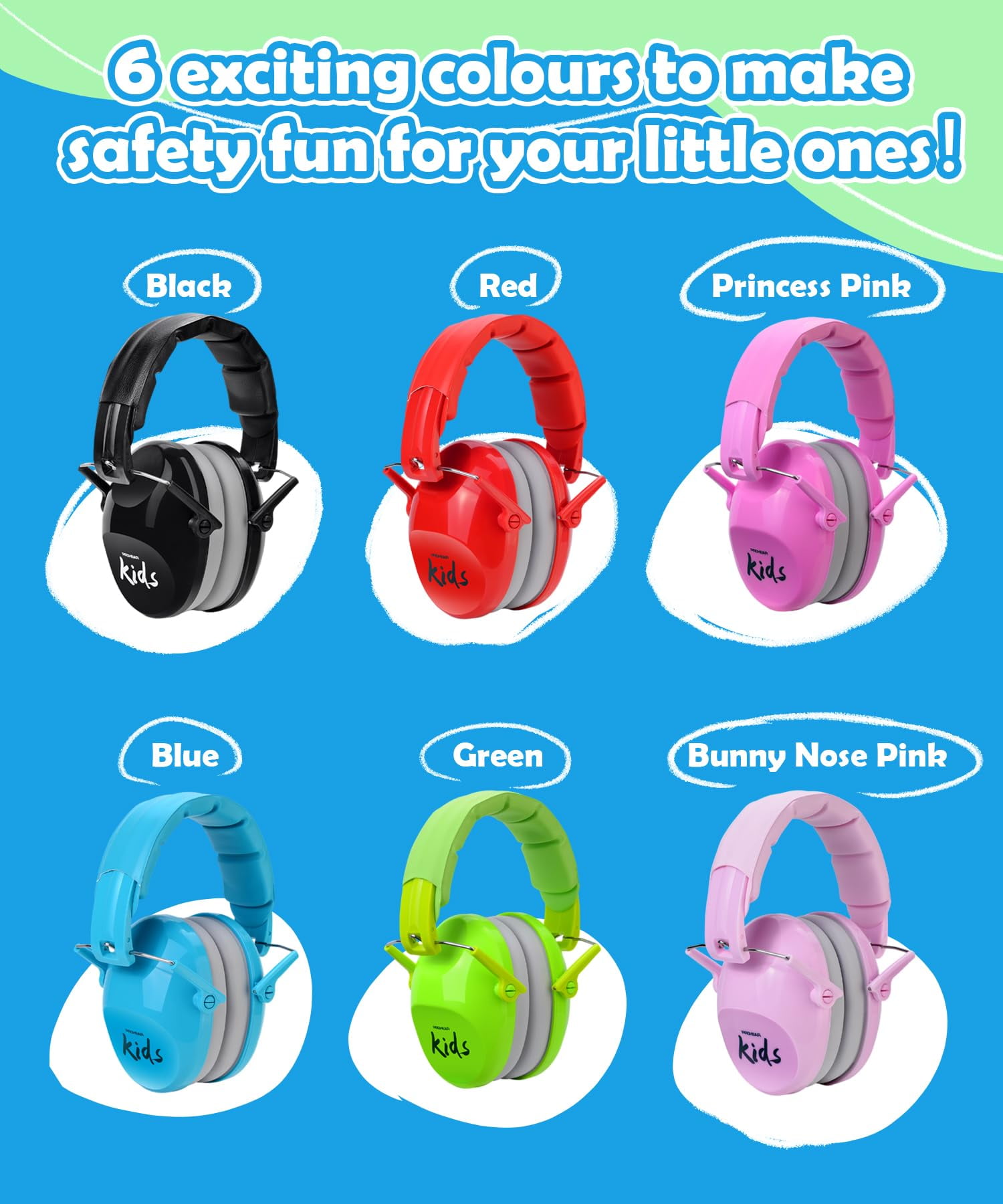 PROHEAR 032 2.0 Noise Cancelling Headphones for Kids 2 Pack- 25dB Noise Reduction - Adjustable Sensory Ear Protection Muffs for Concert, Fireworks, Monster Truck Shows, School - Pink&Blue