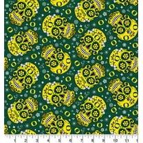 University of Oregon Sugar Skull Cotton Fabric-Sold by the Yard