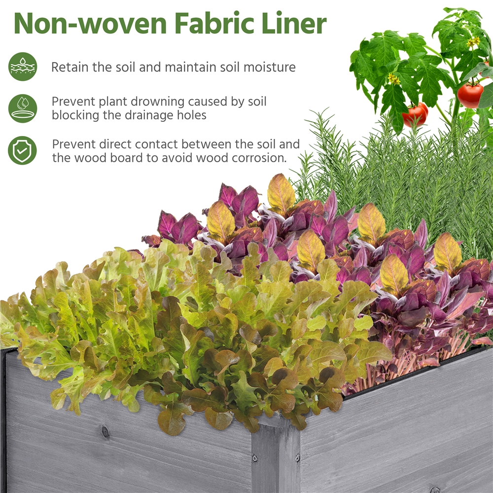Alden Design Fir Wood Elevated Planter Raised Bed for Garden/House/Yard/Outdoor/Indoor, Gray