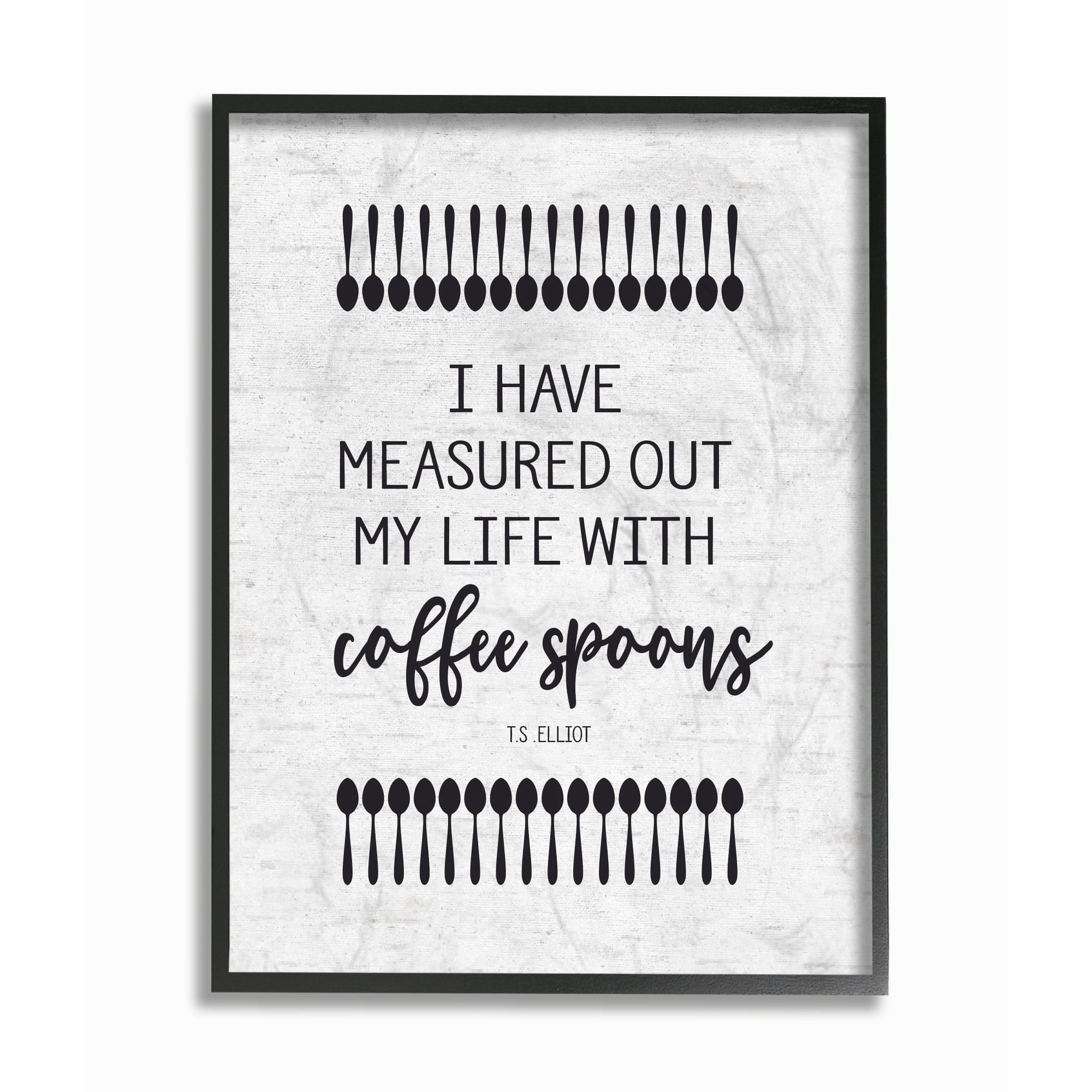The Stupell Home Decor Collection Measured Life with Coffee Spoons Subtle Birch Typography Oversized Framed Giclee Texturized Art, 16 x 1.5 x 20