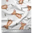 thumbnail image 1 of Soimoi White Heavy Canvas Fabric Footprints & Mouse Kids Printed Fabric 1 Yard 58 Inch Wide, 1 of 5