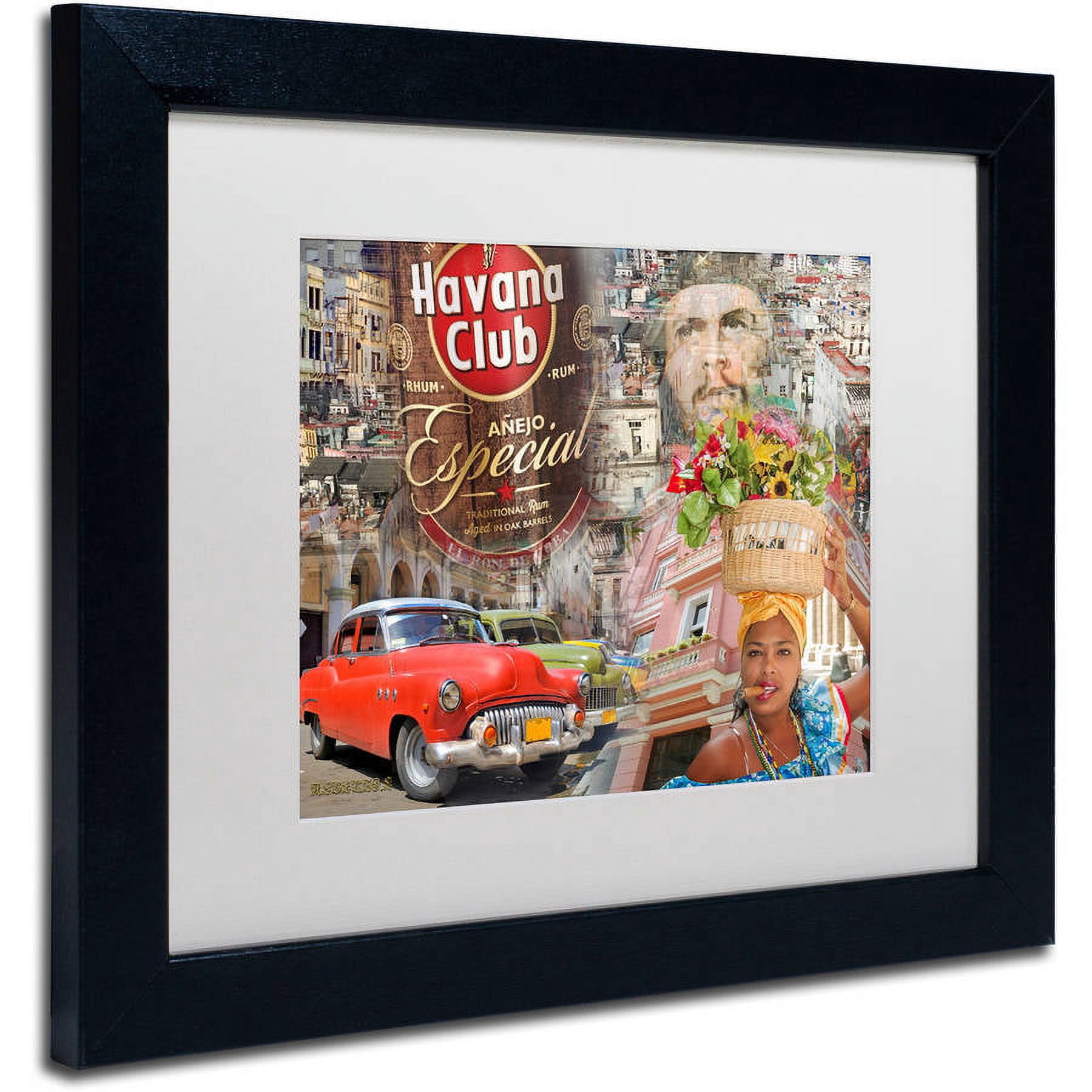 Trademark Fine Art "Havana Club I" Canvas Art by Alberto Lopez, White Matte, Black Frame