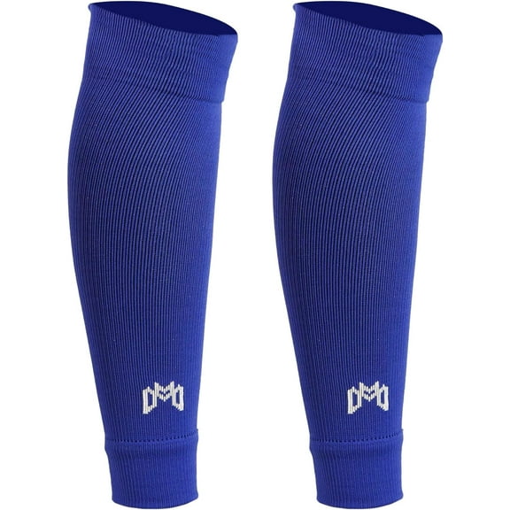 MediCaptain Pre-Cut Soccer Sleeve Socks for Adults and Youth, Companion for Soccer Grip Socks, Securely Holds Shin Guards, Breathable Compression Calf Sleeve (Blue)