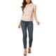 thumbnail image 2 of INSPIRAR CHIC Blusa de Mujer con Botones, Manga Corta Abullonada, Cuello Caído, Floral, de Algodón, Color Blanco, 2 of 7